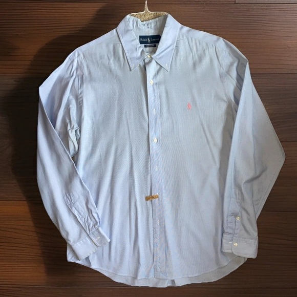 Men’s POLO RALPH LAUREN Custom Fit Blue Long Sleeve Oxford Shirt w/ Pink Pony XL - Picture 1 of 9